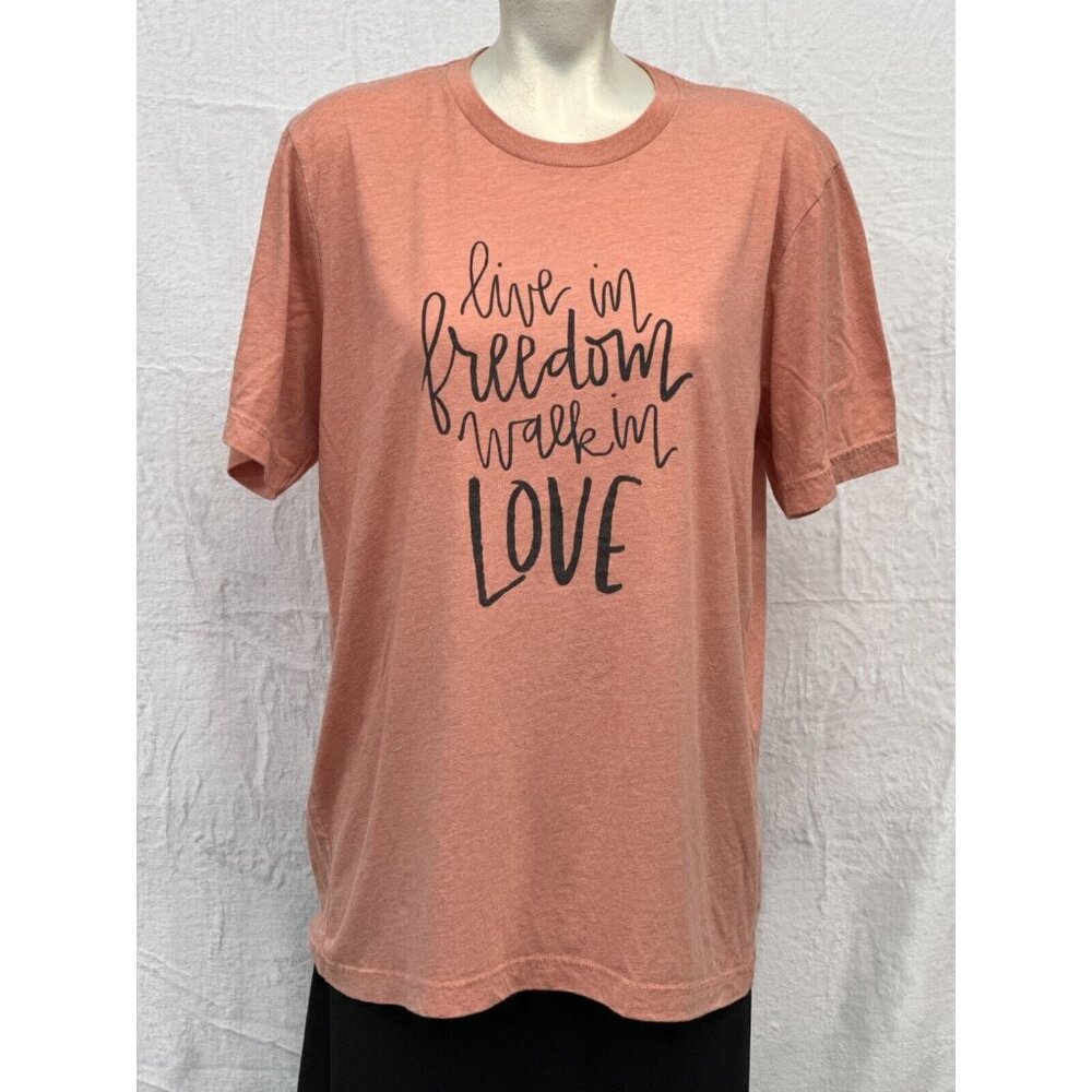 Bella Canvas Womens Live in Freedom Walk in Love Graphic T-Shirt XL Short Sleeve